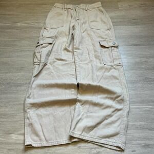 Tan Y2K Skater Cargo Pants Baggy Vintage Streetwear 28x28